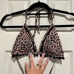 Pink Lily Leopard Bikini Top - TOP ONLY